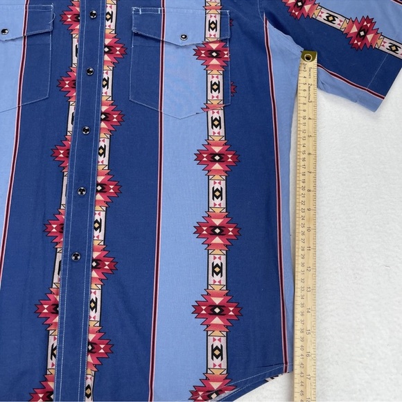 Vintage Wrangler Brushpopper Shirt Mens M Pearl Snap Aztec Southwestern Cowboy - Picture 8 of 11